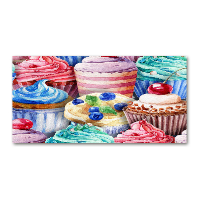 Schilderij glas Kleurrijke cupcakes