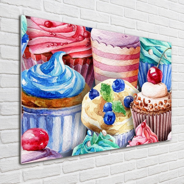 Schilderij glas Kleurrijke cupcakes