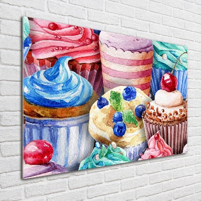 Schilderij glas Kleurrijke cupcakes