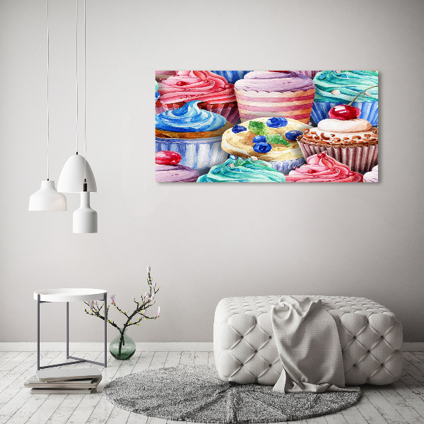 Schilderij glas Kleurrijke cupcakes