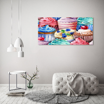 Schilderij glas Kleurrijke cupcakes