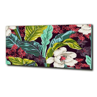 Schilderij op glas Tropische bloemen