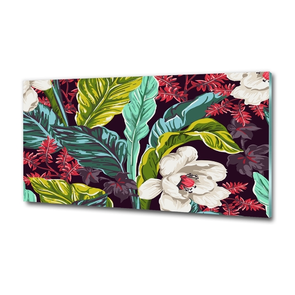Schilderij op glas Tropische bloemen