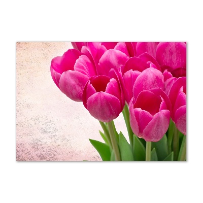 Schilderij glas Roze tulpen