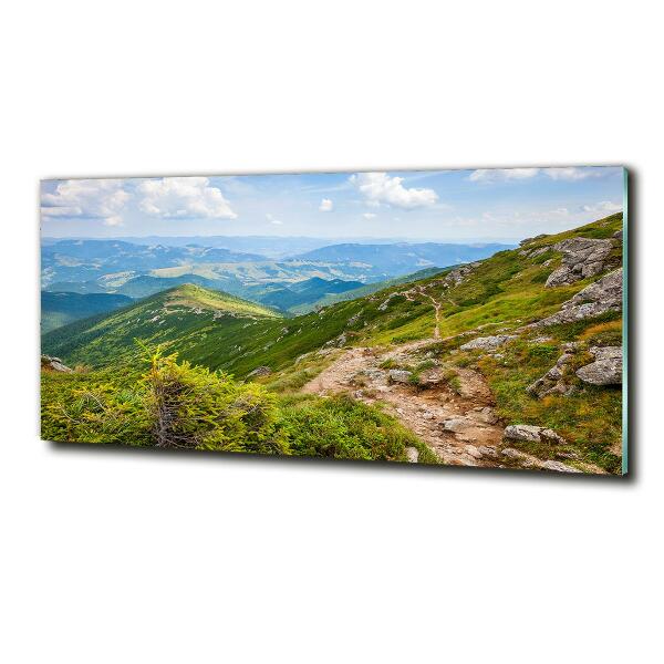 Schilderij glas Groene heuvels
