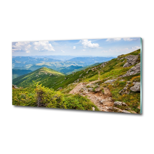Schilderij glas Groene heuvels