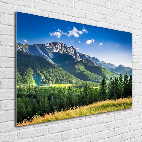 Schilderij glas Skischans in het Tatragebergte