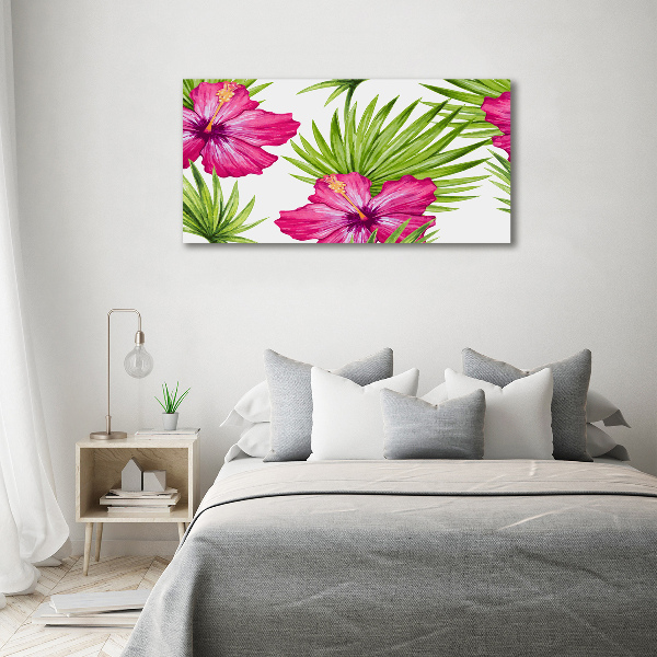 Glazen schilderij Hawaiiaanse bloemen