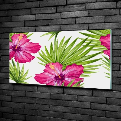 Glazen schilderij Hawaiiaanse bloemen