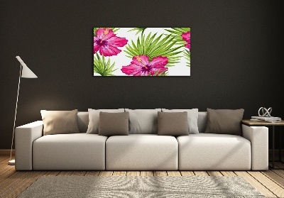 Glazen schilderij Hawaiiaanse bloemen