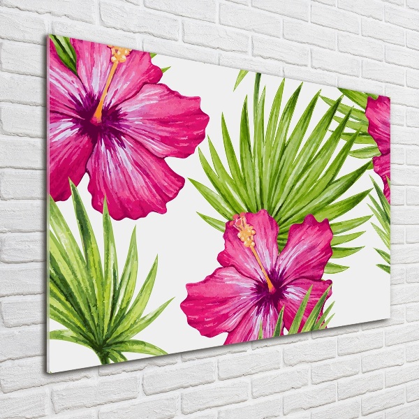 Glazen schilderij Hawaiiaanse bloemen