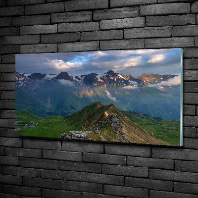 Glazen schilderij Bergtoppen