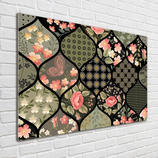 Schilderij op glas Bloemenpatroon