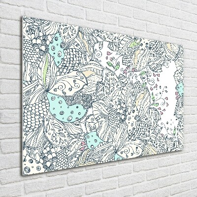 Schilderij glas Bloemenpatroon