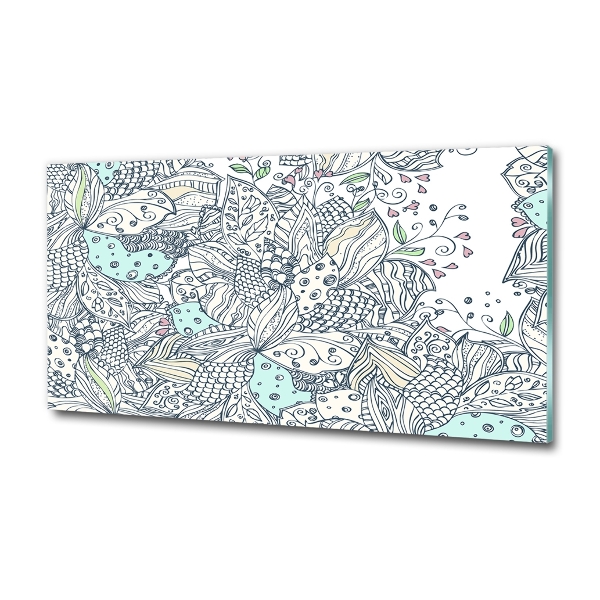 Schilderij glas Bloemenpatroon