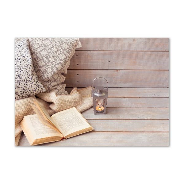 Schilderij glas Ontspannen met een boek