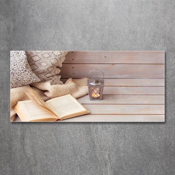 Schilderij glas Ontspannen met een boek