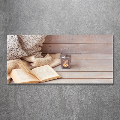 Schilderij glas Ontspannen met een boek