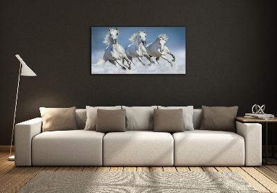 Glazen schilderij Paarden in galop