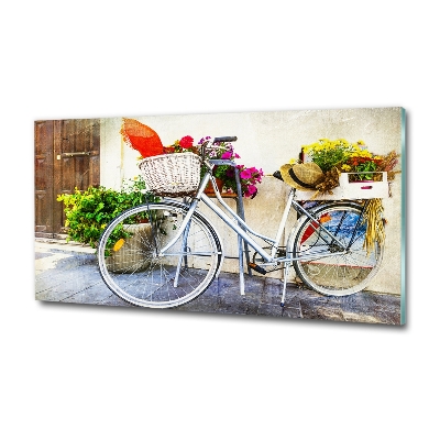 Schilderij glas Witte fiets