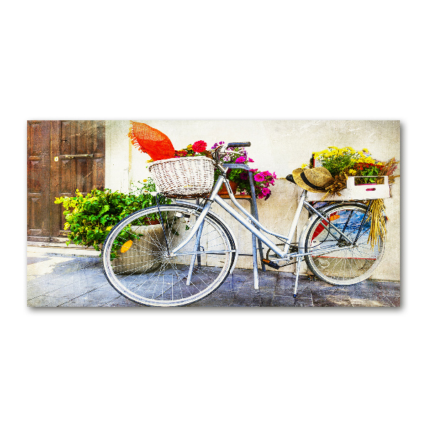 Schilderij glas Witte fiets