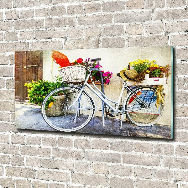 Schilderij glas Witte fiets