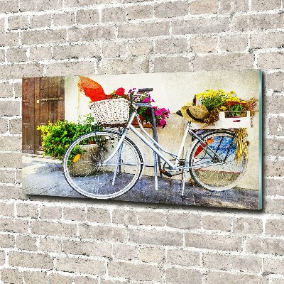 Schilderij glas Witte fiets