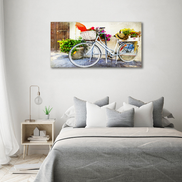 Schilderij glas Witte fiets