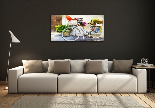 Schilderij glas Witte fiets
