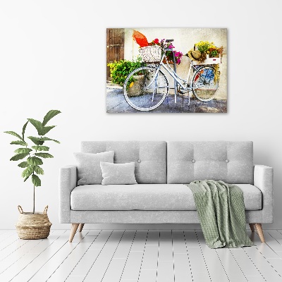 Schilderij glas Witte fiets