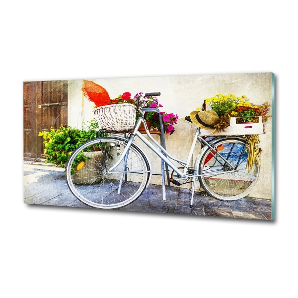 Schilderij glas Witte fiets
