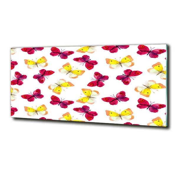 Foto schilderij op glas Vlinders en bloemen