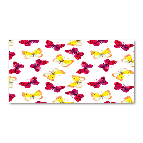 Foto schilderij op glas Vlinders en bloemen