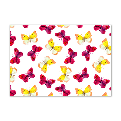 Foto schilderij op glas Vlinders en bloemen