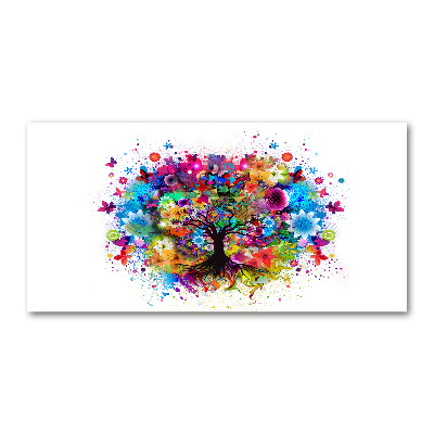 Schilderij op glas Kleurrijke boom