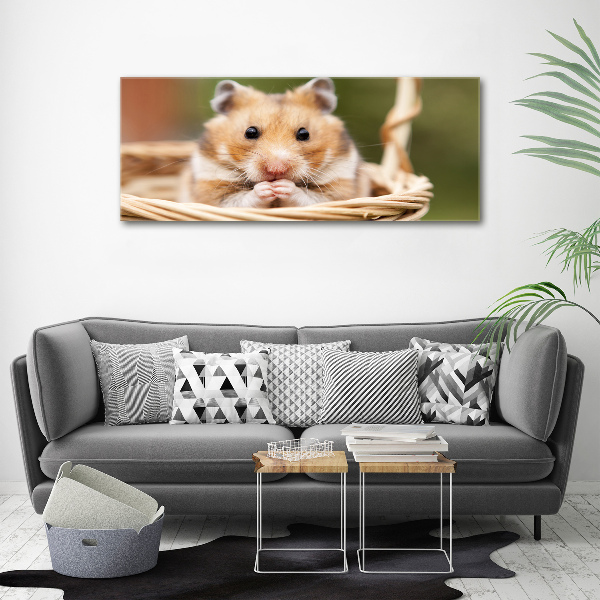 Glazen schilderij Hamster in een mandje