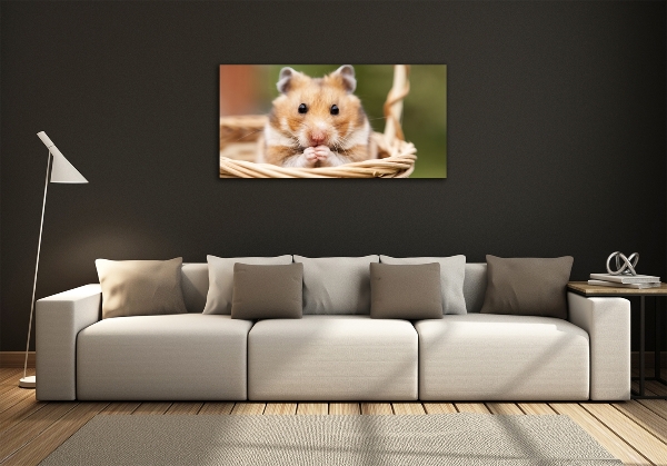 Glazen schilderij Hamster in een mandje