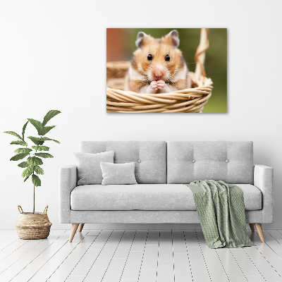 Glazen schilderij Hamster in een mandje