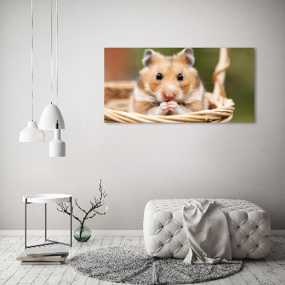 Glazen schilderij Hamster in een mandje