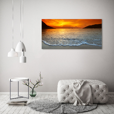 Schilderij op glas Zonsondergang aan zee