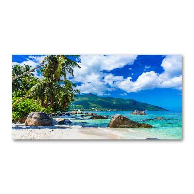 Foto schilderij op glas strand op de Seychellen