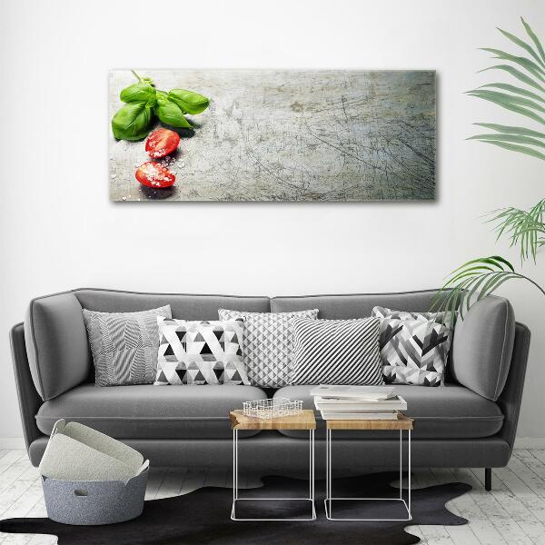 Schilderij op glas Tomaten en basilicum