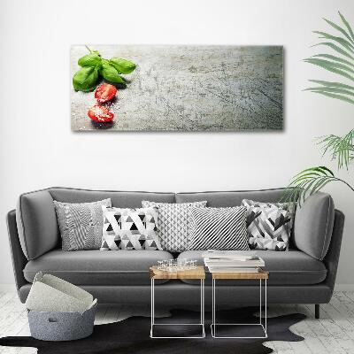 Schilderij op glas Tomaten en basilicum