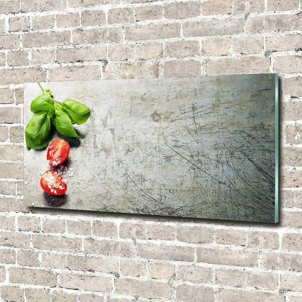 Schilderij op glas Tomaten en basilicum