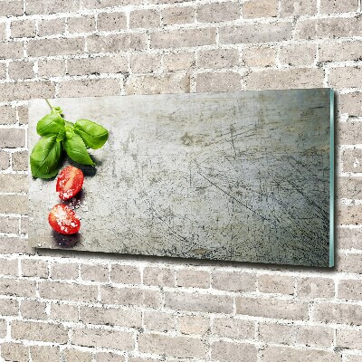 Schilderij op glas Tomaten en basilicum