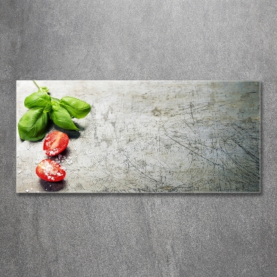 Schilderij op glas Tomaten en basilicum