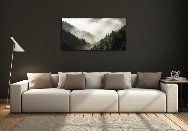 Foto obraz szkło hartowane Mgła nad lasem