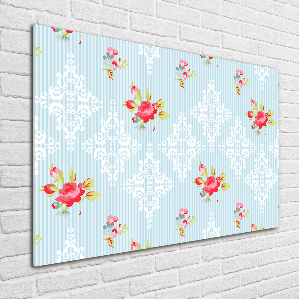 Foto obraz szklany Róże i ornamenty