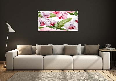 Glazen schilderij Roze orchideeën