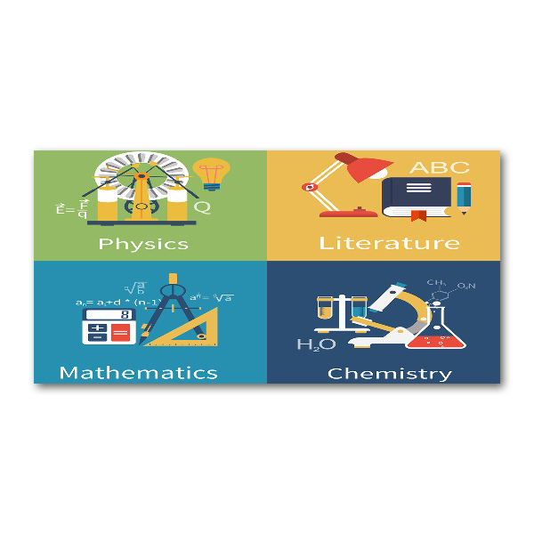 Schilderij glas Schoolvakken